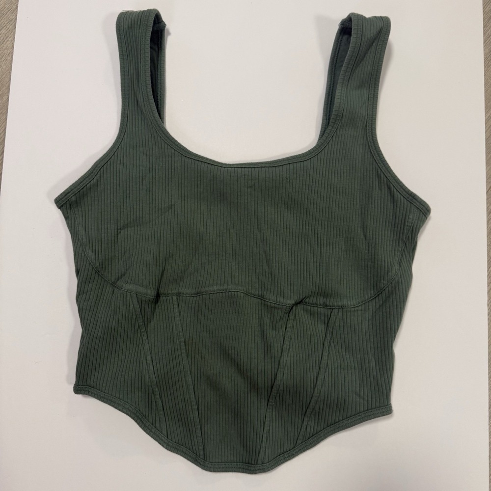Victoria's Secret PINK Women's Size Large The Cinched Piqué Corset Top Green 51